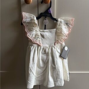modern moments Cream Ruffle-Sleeve Casual Dress for Girls